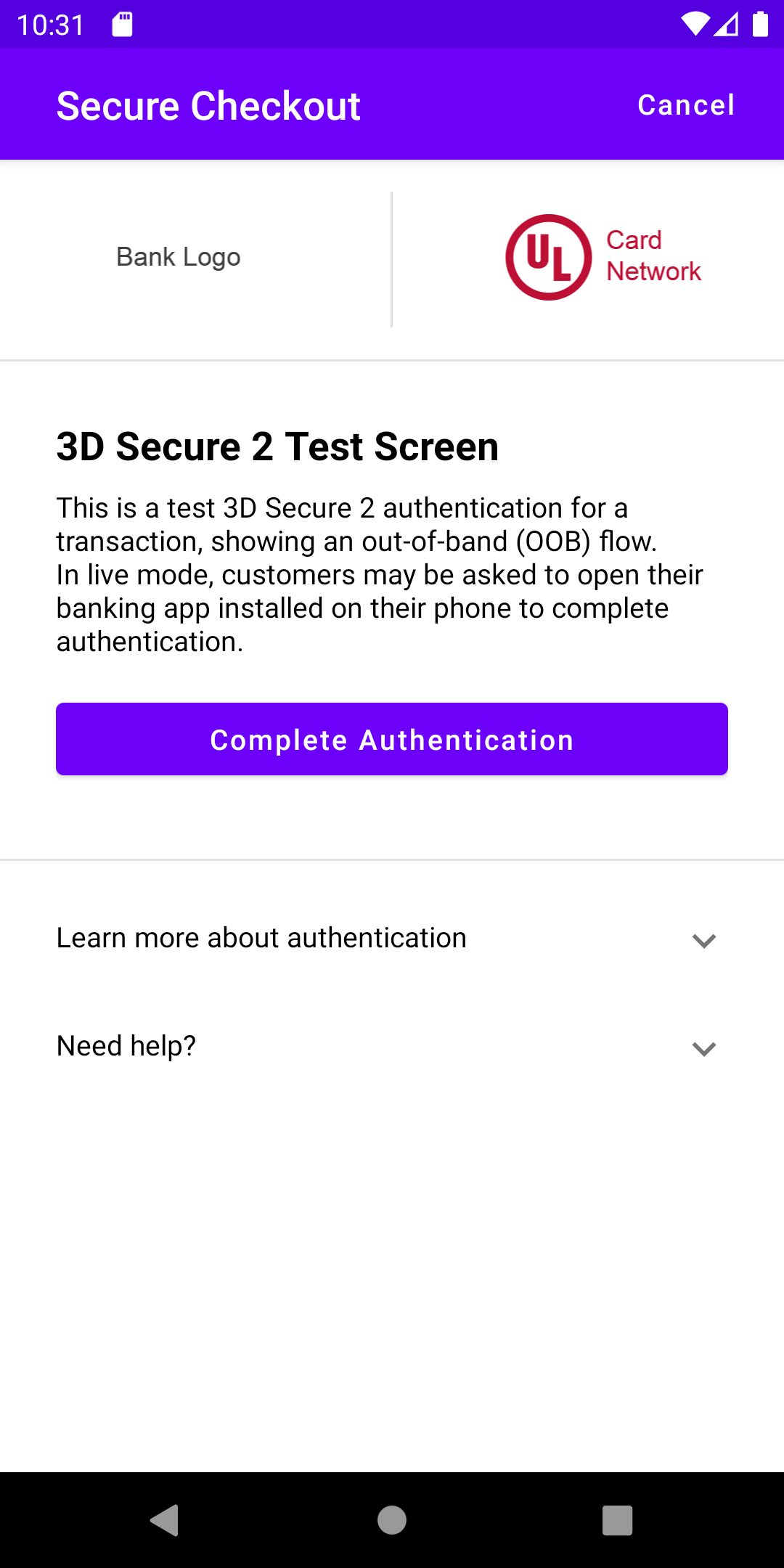 3D Secure verification prompt