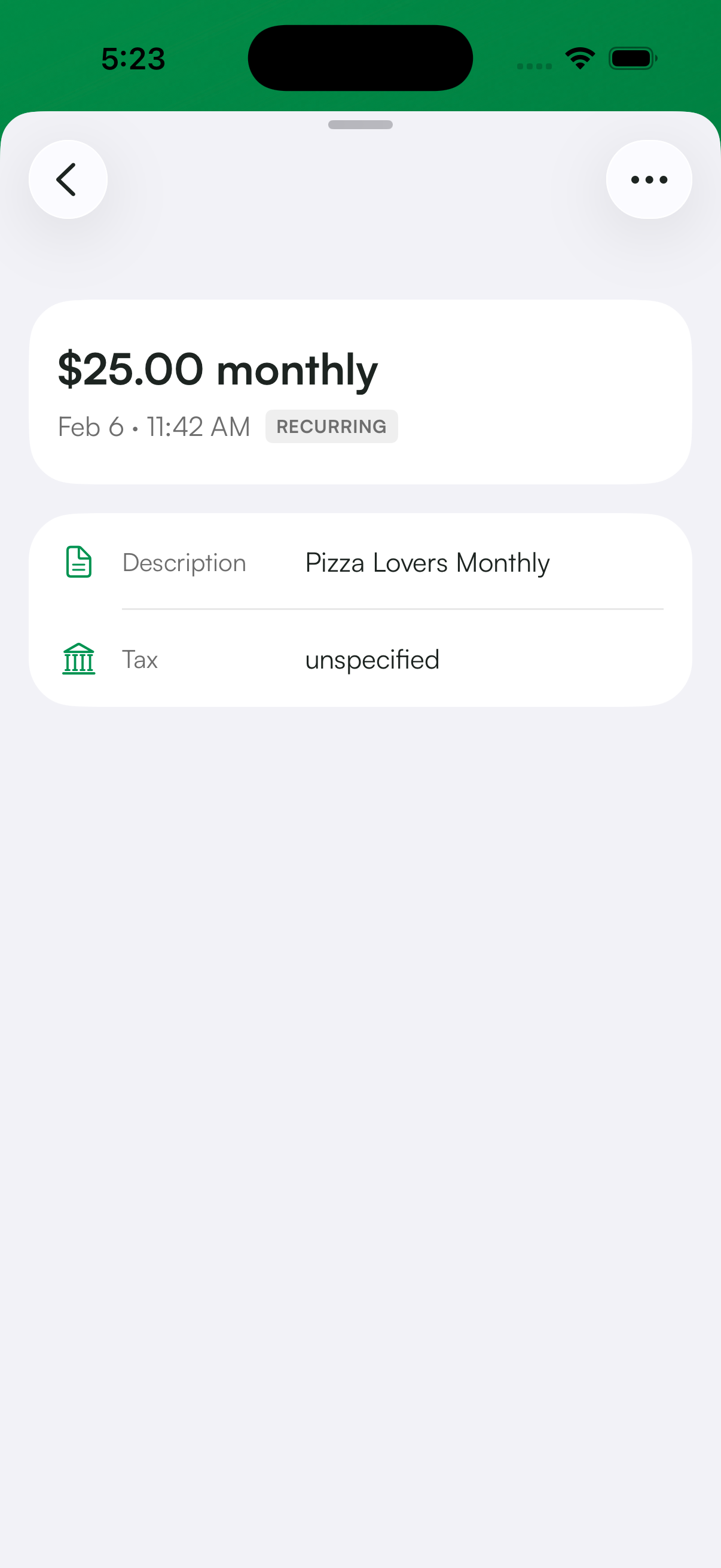 Recurring subscription confirmation