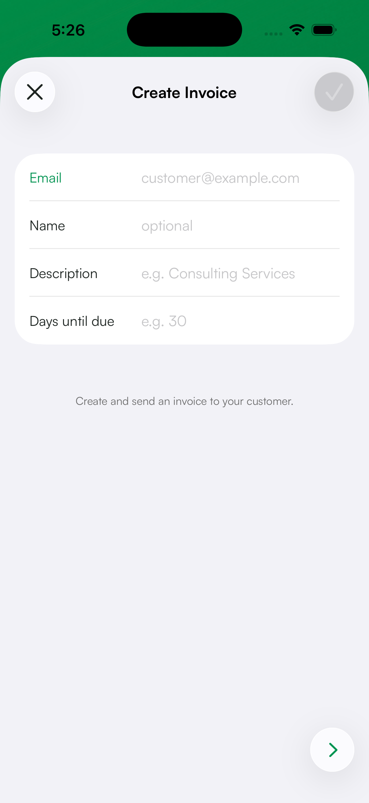 Create Invoice form