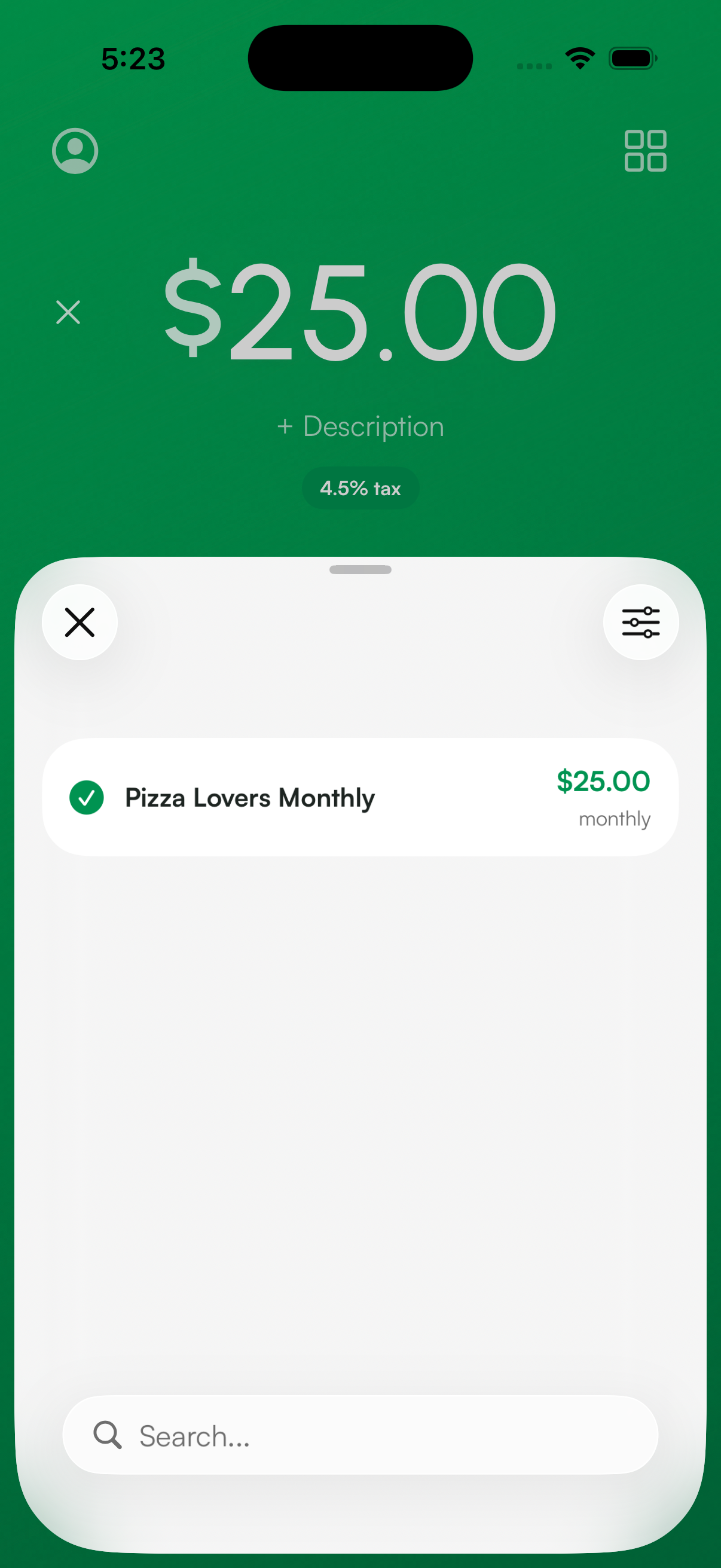 Selecting a recurring subscription product