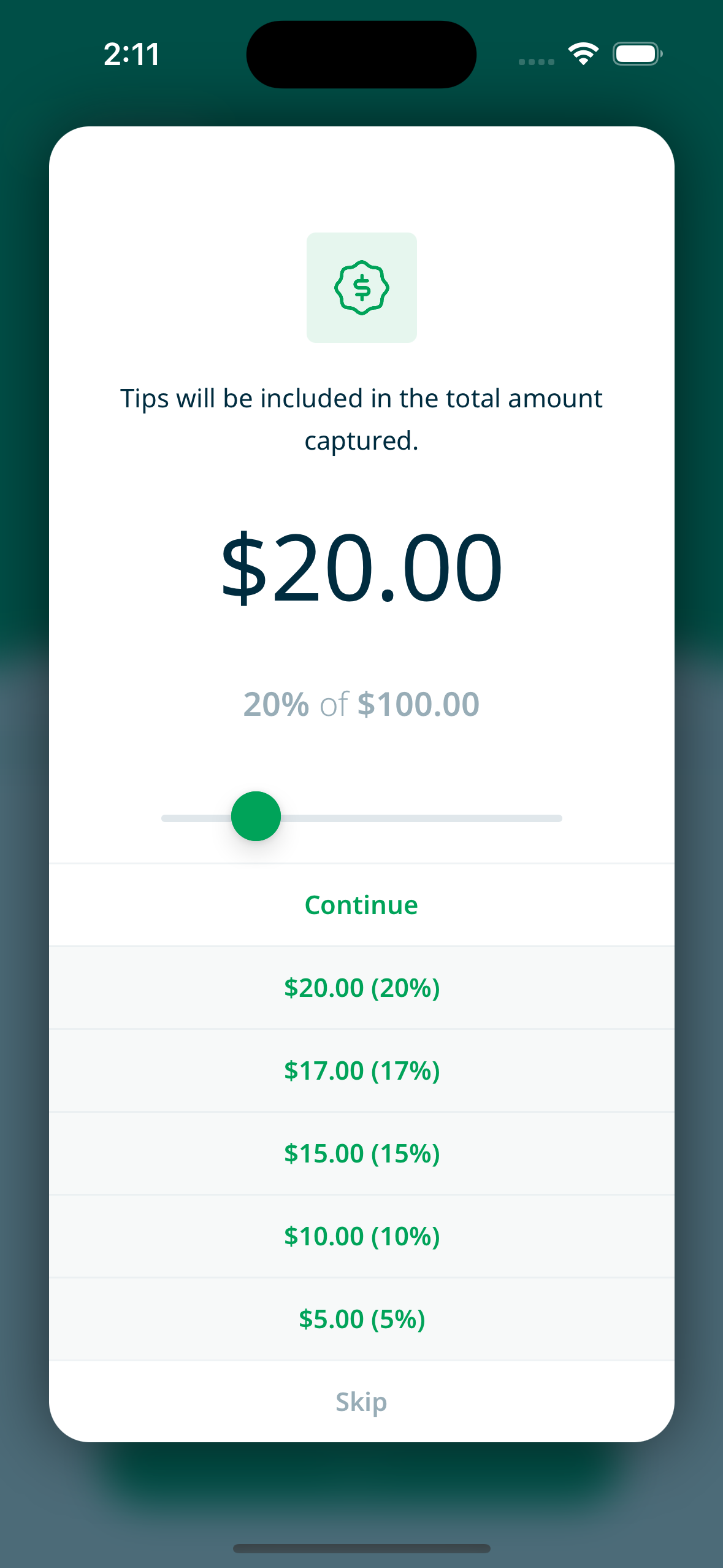 Selecție de bacșiș la o taxă