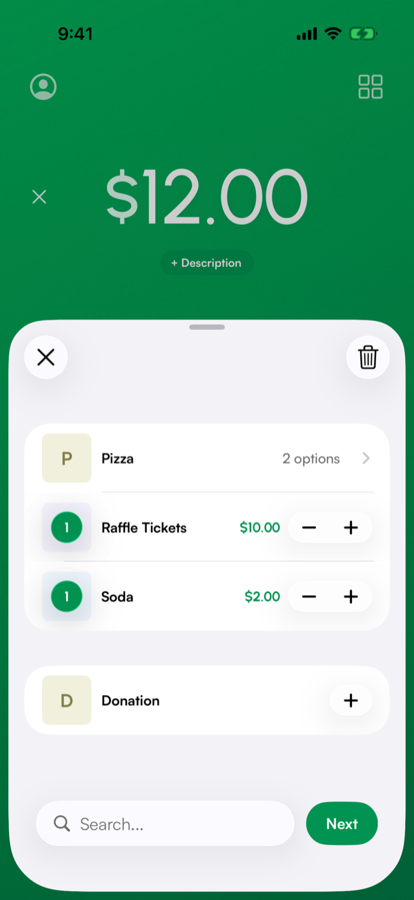 Списък с продукти с артикули в количката и бутон „Напред“