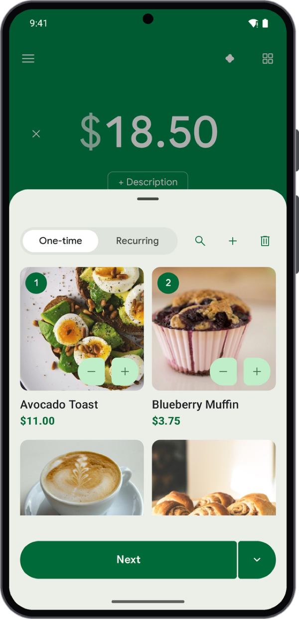 Produkty w aplikacji Payment for Stripe na Androida