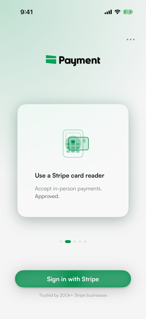 Plačilo za pozdravni zaslon Stripe z gumbom Prijava s Stripe